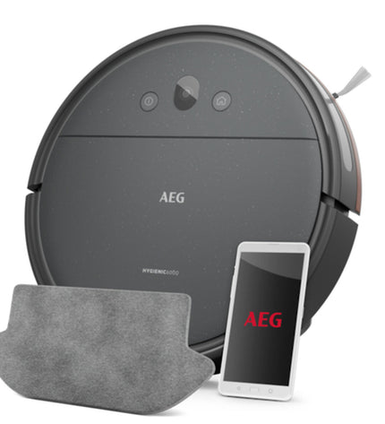 AEG AR61UW1DG robot stofzuiger cleaning floor with 2600 mAh battery for home cleaning and maintenance.