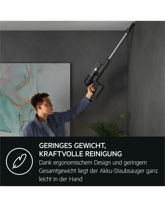 AEG Steelstofzuiger AP71UB14GG with 130W motor, handheld vacuum cleaner for home cleaning and floor maintenance.