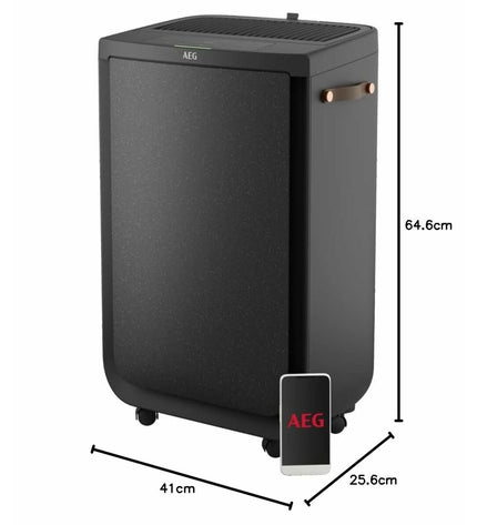 AEG APU72571DG portable air conditioner for home and cooking, with visible vents and controls in a modern design