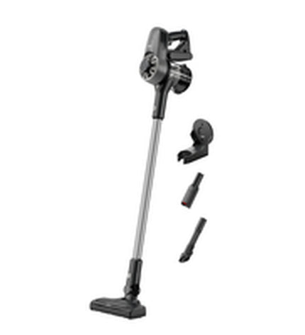 AEG Steelstofzuiger AP31CB21TG for home cleaning, showing a sleek, upright vacuum cleaner with a modern design.