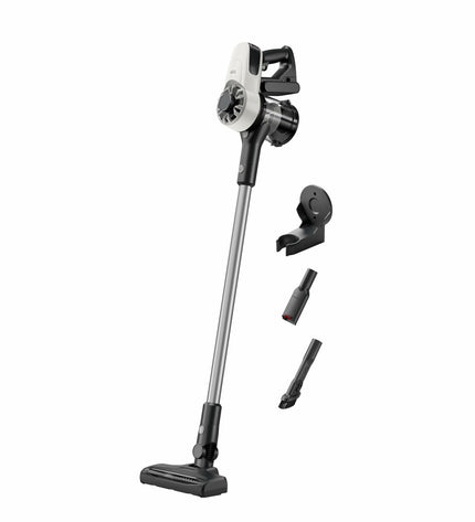 AEG Steelstofzuiger AP31CB18IW vacuum cleaner with dust container, washable filter, and ergonomic handle for home cleaning.