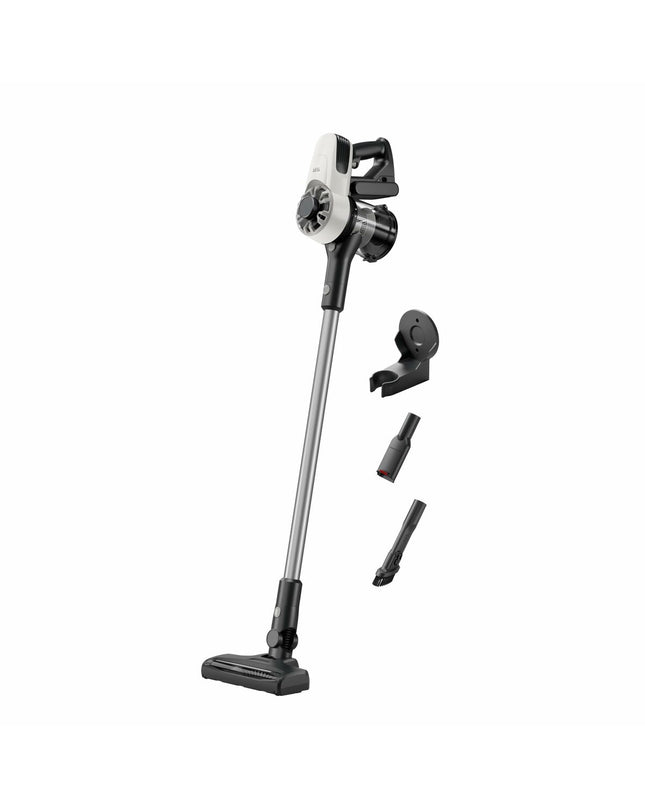 AEG Steelstofzuiger AP31CB18IW vacuum cleaner with dust container, washable filter, and ergonomic handle for home cleaning.