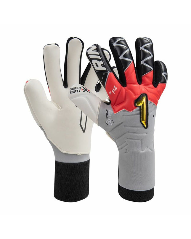 Rinat Keeperhandschoenen Xtreme Guard Zhero semi grijs voetbal sport en outdoor voor volwassenen, handdruk en grip details zichtbaar