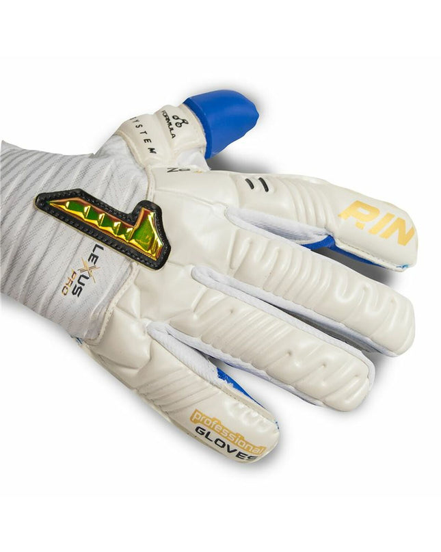 Adult Rinat Keeperhandschoenen Gk Wit for soccer, designed for goalkeeping, with white color and padded palm for outdoor football.
