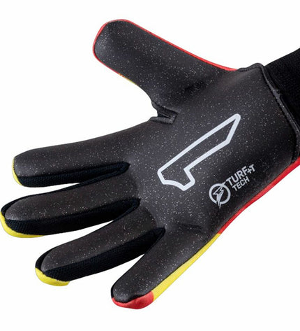Rinat Keeperhandschoenen Rinat Nkam As (Turf) Onana geel en rood, volwassen voetbal goalkeeper gloves, sports and outdoor gear