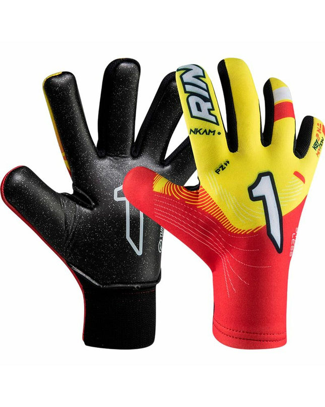 Rinat Keeperhandschoenen Rinat Nkam As (Turf) Onana geel en rood, adult soccer goalkeeper gloves, sport en outdoor voetbal gear