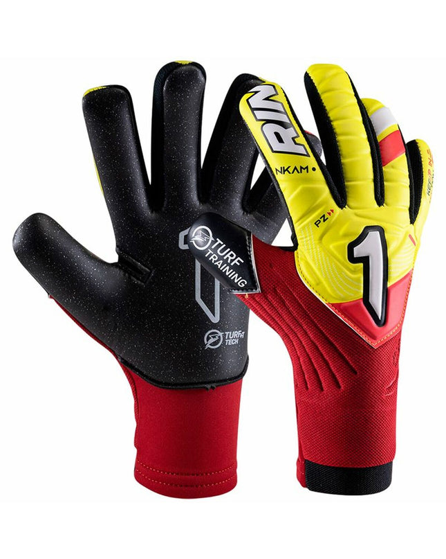 Red Rinat Keeperhandschoenen Nkam Training soccer gloves for adults, designed for goalkeepers in sport and outdoor football.