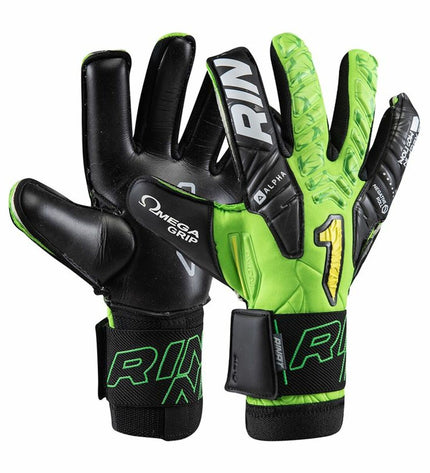 Rinat Egotiko Vengador Alpha multicolour adult goalkeeper gloves for soccer, featuring vibrant design and protective grip.
