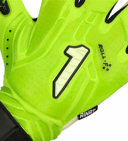 Rinat Aries Némesis Prime multicolour goalkeeper gloves for adults, designed for soccer, with vibrant color details and sporty fit.