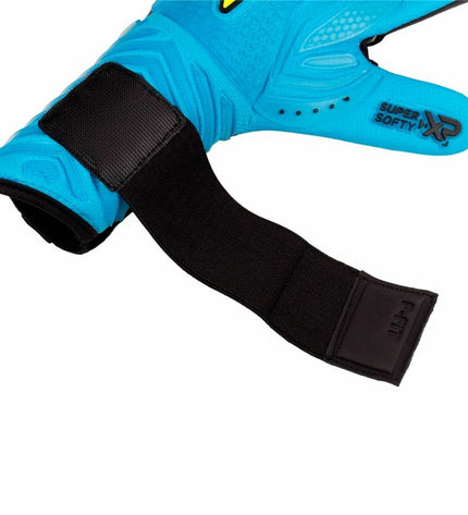 Rinat Némesis Prime blue goalkeeper gloves for football, sports and outdoor use, with textured palms and supportive wrist straps.