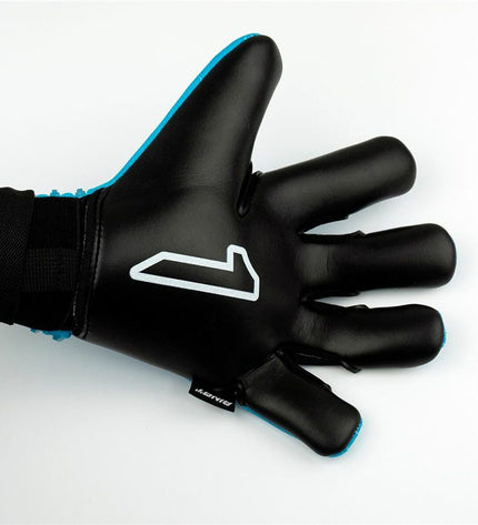 Rinat Aries Némesis Prime blue goalkeeper gloves for adults, designed for soccer, with padded palms and adjustable wrist strap.