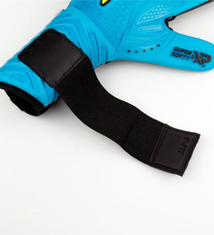 Rinat Aries Némesis Prime blue goalkeeper gloves for adults, designed for soccer and outdoor sports, with padded palms.