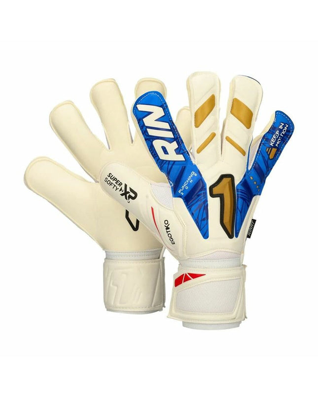Rinat Egotiko Vengador Prime multicolour goalkeeper gloves for soccer, featuring vibrant design and padded palms for protection.