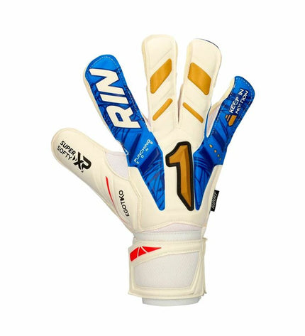 Rinat Egotiko Vengador Prime multicolour adult goalkeeper gloves for soccer, with padded palms and vibrant design.