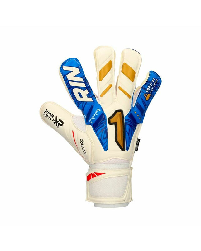 Rinat Egotiko Vengador Prime multicolour adult goalkeeper gloves for soccer, with padded palms and vibrant design.