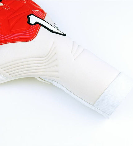 Red Rinat Keeperhandschoenen Nkam Prime Infantil for football, designed for young goalkeepers in sports and outdoor football games.