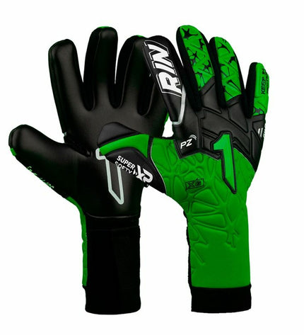 Rinat Keeperhandschoenen Rinat Xtreme Guard Dominius Prime in green for soccer goalkeeping, featuring protective grip and durable design.