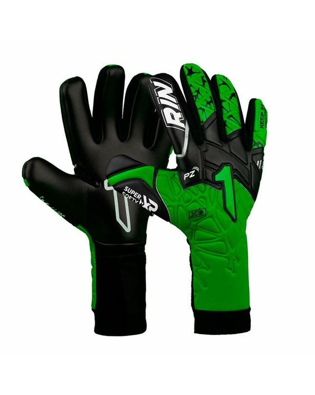 Rinat Keeperhandschoenen Rinat Xtreme Guard Dominius Prime in green for soccer goalkeeping, featuring protective grip and durable design.