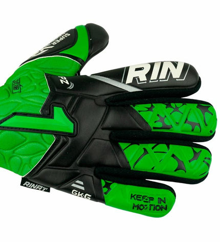 Rinat Rinat Xtreme Guard Dominius Prime multicolour adult goalkeeper gloves for soccer, showing palm and backhand design