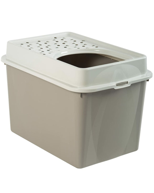 Rotho My Pet BERTY cat litter box in white with a rectangular shape, measuring 57x40x33 cm, designed for feline use.