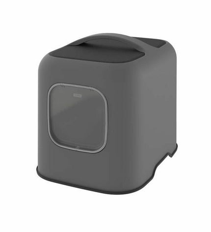 Rotho My Pet Antracita plastic cat litter box, durable and spacious for cats, in sleek dark gray color.