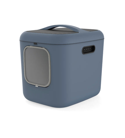Blue Rotho My Pet Biala XL cat litter box made from recycled plastic, designed for easy cleaning and durable use.
