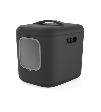 Large Rotho My Pet Biala XL cat litter box in recycled plastic, dark gray color, with a smooth, spacious design for cats.