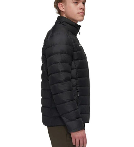 Black Mammut Waymarker men's sport outdoor jacket, suitable for hiking and camping, shown on a hanger with front view.