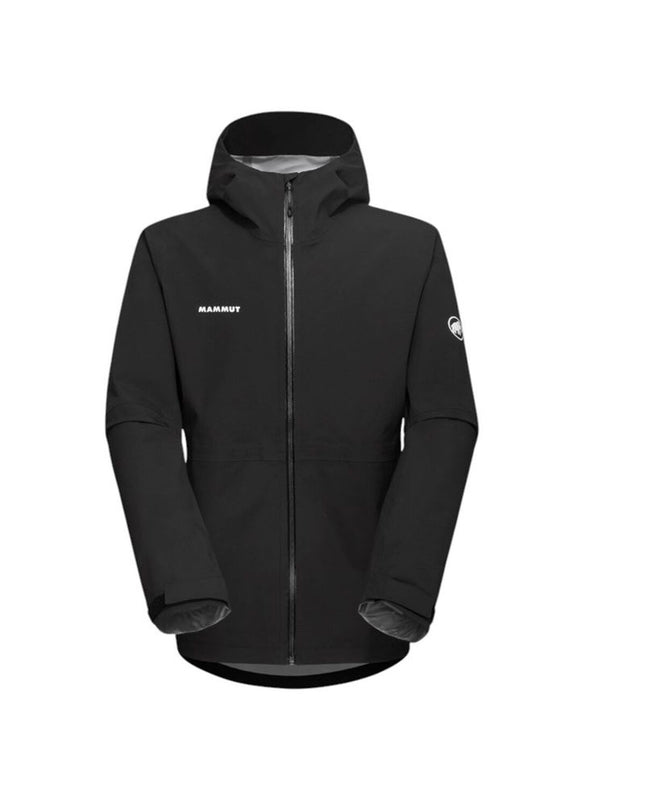 Men's Mammut Linard Guide HS sport jacket in black, outdoor hiking and camping jacket with waterproof and breathable features.