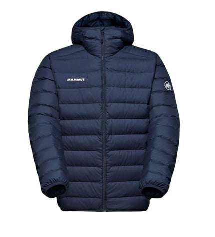Mammut Waymarker men's blue sports outdoor jacket with waterproof and windproof features for hiking and camping.