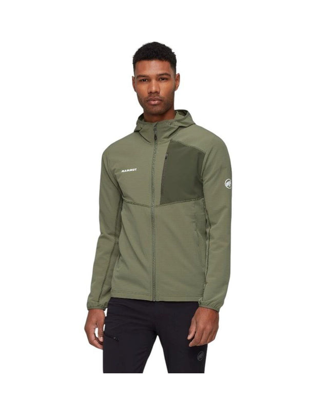 Olijfgroene Mammut Madris Light sportjas voor heren, geschikt voor outdoor wandelen en kamperen, waterafstotend en lichtgewicht.