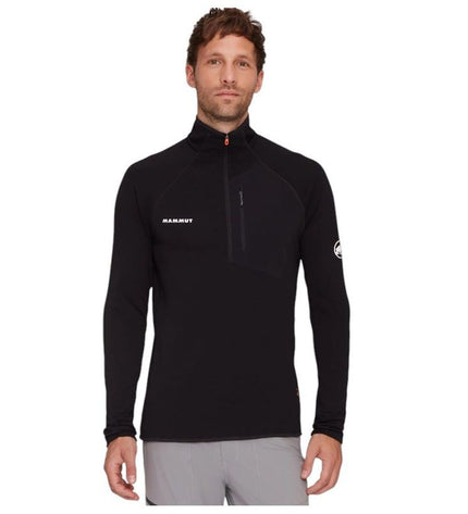 Mammut Aenergy Light Ml half zip men's sports jacket in black, suitable for outdoor activities like hiking and camping.