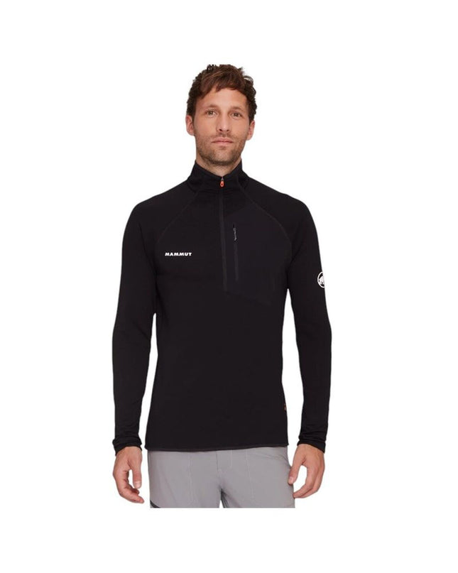 Mammut Aenergy Light Ml half zip men's sports jacket in black, suitable for outdoor activities like hiking and camping.