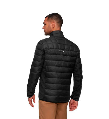 Mammut Crag In Hybrid men's black sport jacket, suitable for outdoor activities, with a sleek, technical design.