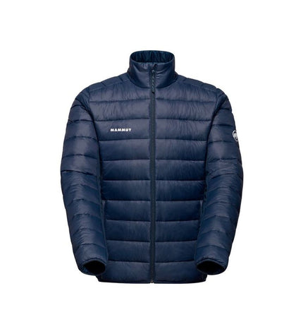 Mammut Crag In Hybrid men's sport jacket in blue, designed for outdoor activities like hiking and camping, with a sleek, functional fit.