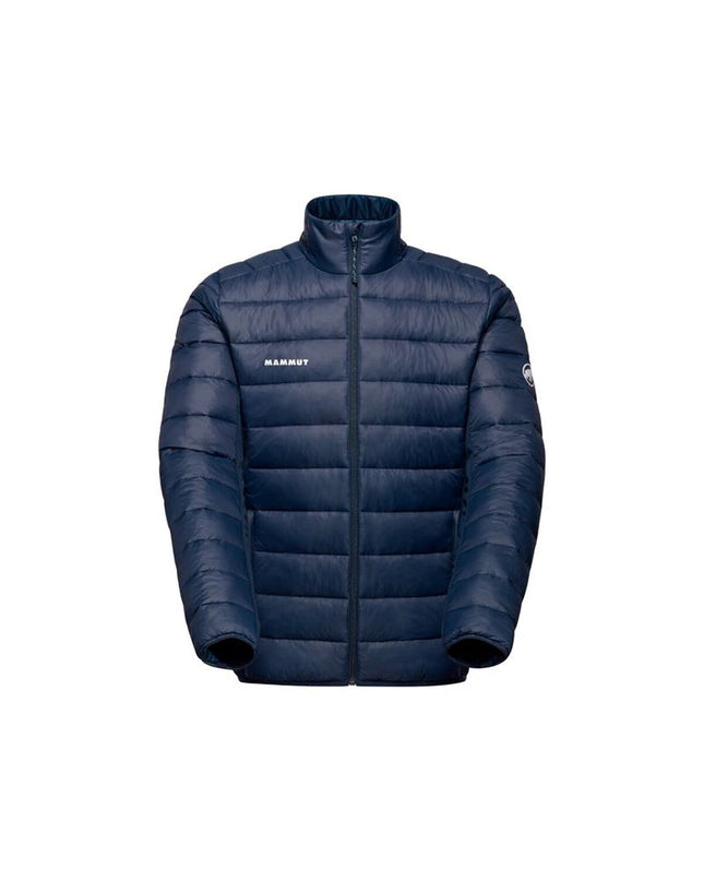 Mammut Crag In Hybrid men's sport jacket in blue, designed for outdoor activities like hiking and camping, with a sleek, functional fit.