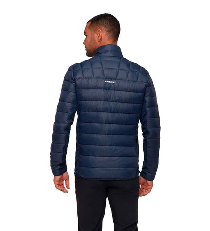 Mammut Crag In Hybrid men's sports jacket in blue, designed for outdoor activities like hiking and camping, with a lightweight, durable look.