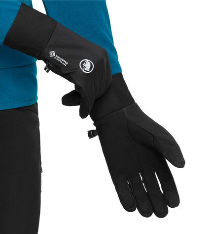 Black Mammut Astro Light gloves designed for outdoor activities, suitable for camping and hiking.