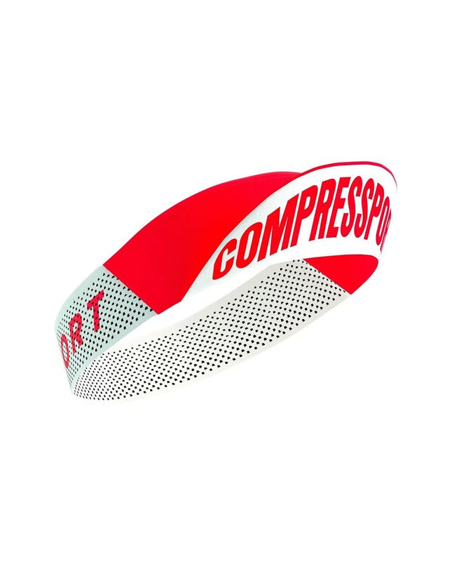 Blue Compressport Pro Racing visor for tennis and outdoor sports, lightweight and breathable, one size fits all.