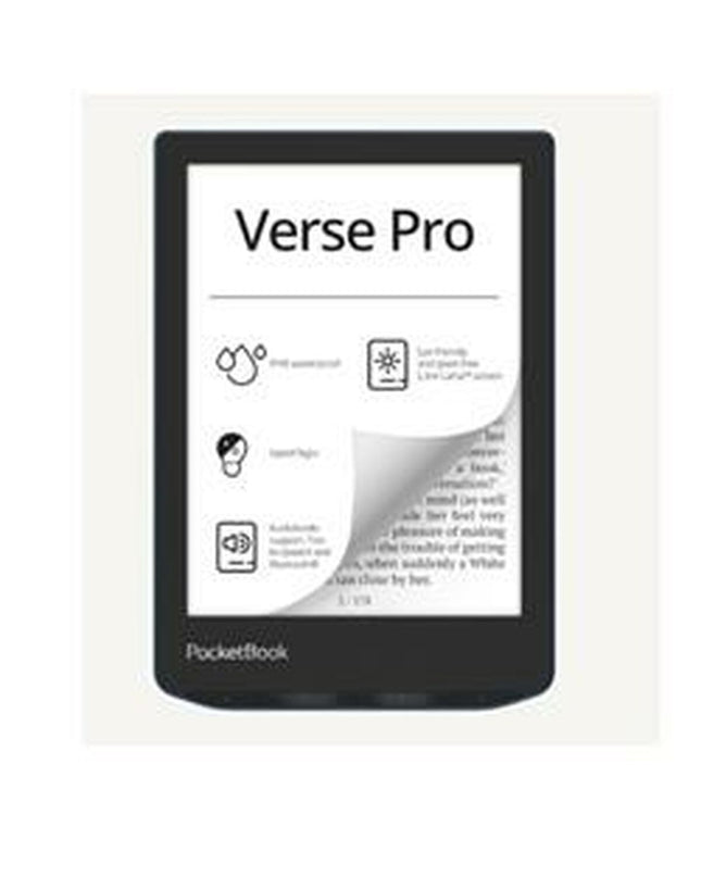PocketBook e-boek reader with 8 GB storage, compact electronic device for reading e-books, black front with screen display