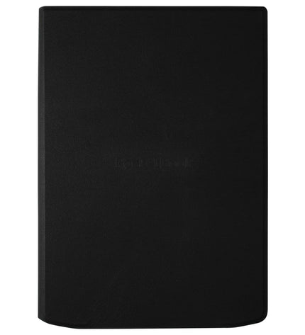 PocketBook PB743 e-book reader with black protective pocketbook case, showing screen and cover design.