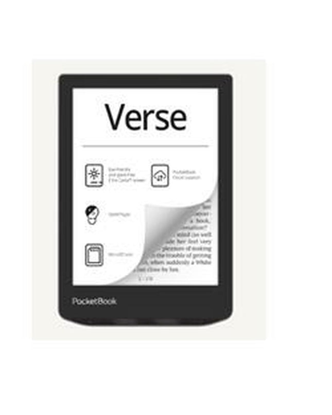 Gray PocketBook PB629-M-WW 6-inch eBook reader showing the device with a slim design and screen display in an electronics setting.