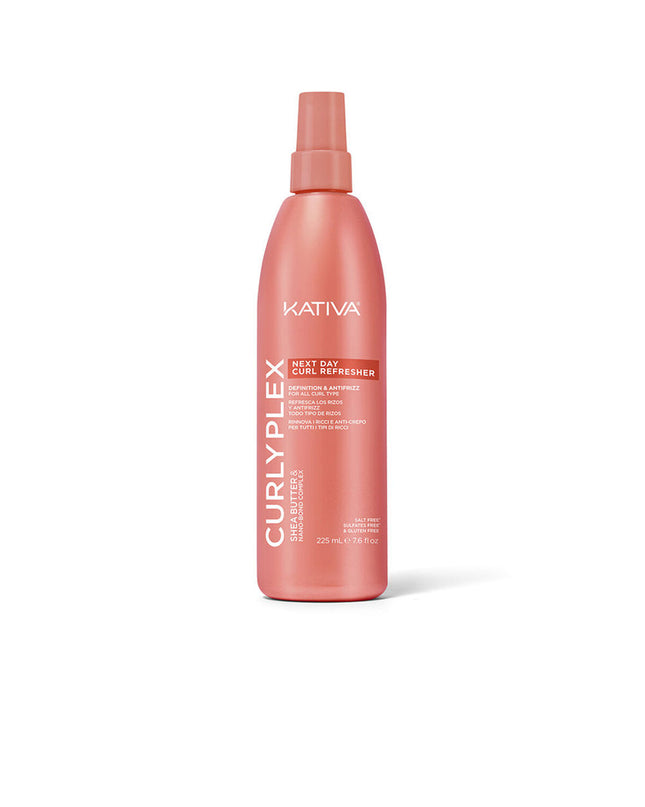 Kativa Curly Plex voedingssupplement bottle for healthy hair, vitamins, minerals, and personal care in a sleek packaging.