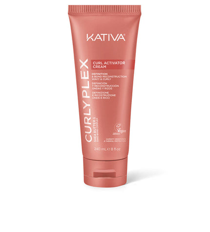 Kativa Curly Plex voedingssupplement bottle, health and personal care product for hair health, 240 ml.