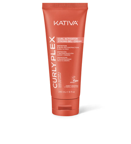 Kativa Curly Plex voedingssupplement bottle in 240 ml for healthy hair, vitamins, minerals, and personal care.