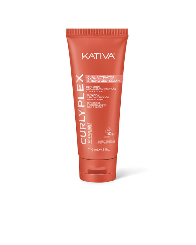 Kativa Curly Plex voedingssupplement bottle in 240 ml for healthy hair, vitamins, minerals, and personal care.