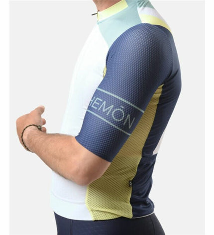 White Hemon Prestiggio cycling jersey for sport and outdoor riding, with a snug fit and breathable fabric.