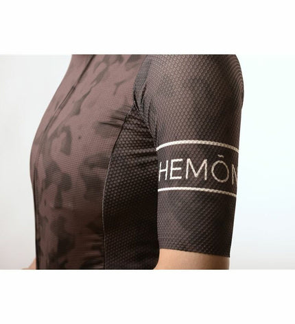 Hemon Prestiggio brown cycling jersey for sport and outdoor riding, featuring breathable fabric and a fitted design.