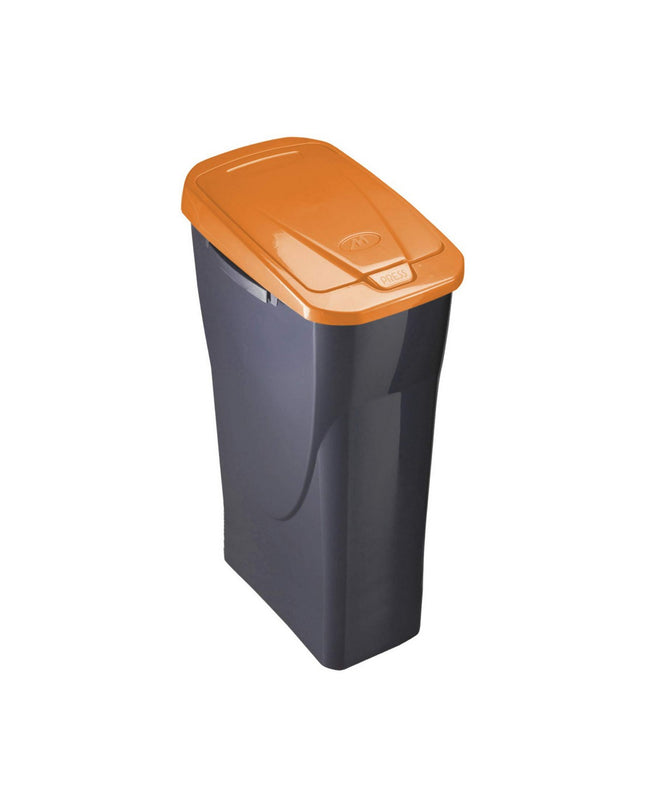 Black and orange 15L polypropylene waste bin by Mondex, suitable for home and kitchen storage and organization.