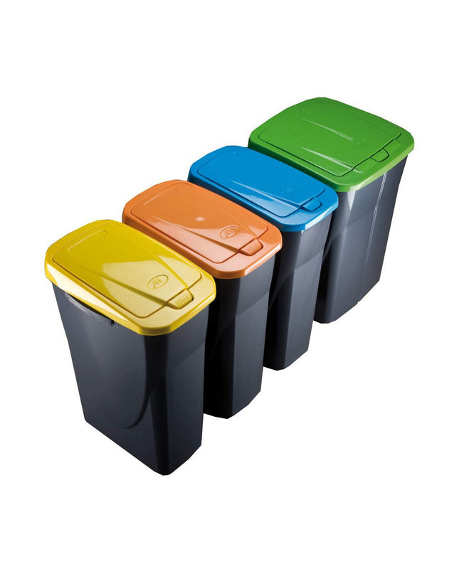 Black and orange 15L polypropylene afvalemmer by Mondex, used for household waste storage and organization.